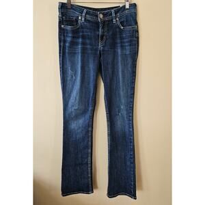 Silver Jeans Women's Elyse Slim Boot, Size 27 x 33 Dark Stretch Boho Western